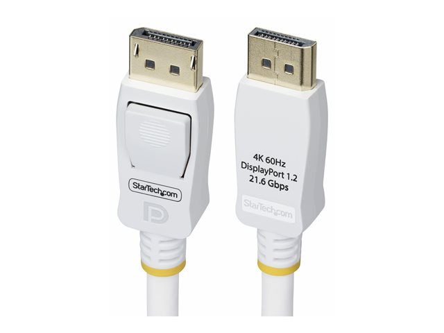 StarTech.com 10ft White VESA Certified DisplayPort 1.2 Cable with Latches - DisplayPort cable - DisplayPort (M) latched to DisplayPort (M) latched - DisplayPort 1.2 - 3 m - 4K60Hz support, 2K144Hz support, 1080p support 240Hz, halogen-free, passive - white