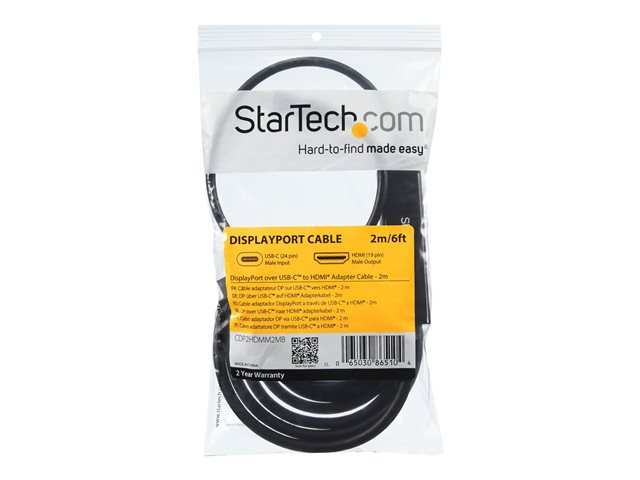 StarTech.com USB C to HDMI Adapter Cable - USB Type-C HDMI - 2m 6 ft. - 4K - External video adapter - USB-C - HDMI - for P/N: TB33A1C