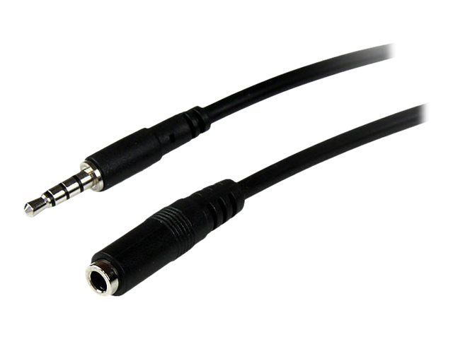 StarTech.com 2m 3.5mm 4 Position TRRS Headset Extension Cable - M/F - audio Extension Cable for iPhone (MUHSMF2M) - Headset extension cable - 4-pole mini jack male to 4-pole mini jack female - 2 m - black - for P/N: MUYHSFMM, MUYHSMFF, MUYHSMFFADW, SV211DPUA, SV211DPUA4K, SV211HDUA4K