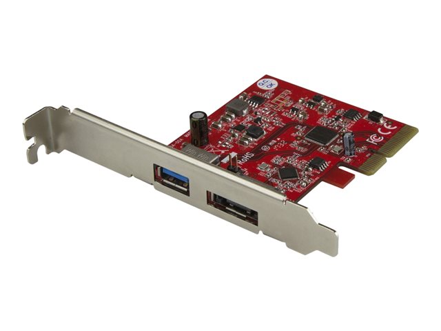 StarTech.com 2-Port USB 3.1 Gen 1(10Gbps) and eSATA(6Gbps) PCIe Card - PCI Express Controller Card - 1x USB-A and 1x eSATA (PEXUSB311A1E) - USB adapter - PCIe 3.0 x4 low profile - USB 3.1 x 1 + eSATA 6 Gb/s x 1 - red