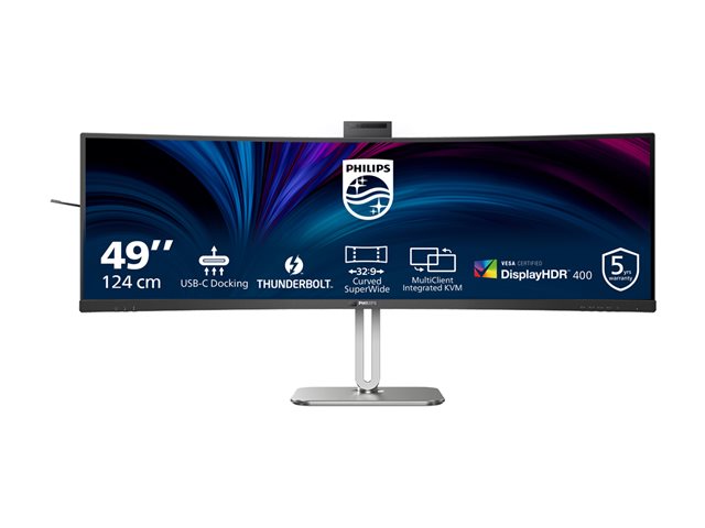 Philips 49B2U6903CH - 6000 Series - LED monitor - curved - 49\" (48.8\" viewable) - 5120 x 1440 SuperWide @ 100 Hz - VA - 500 cd/m² - 3000:1 - DisplayHDR 400 - 4 ms - Thunderbolt 4, 2xHDMI, DisplayPort - speakers - silver