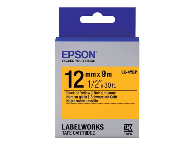 Epson LK-4YBP - Black on yellow - Roll (1.2 cm x 9 m) 1 roll(s) label tape - for LabelWorks LW-1000, LW-300, LW-400, LW-600, LW-700, LW-900, LW-K400, LW-Z700, LW-Z900
