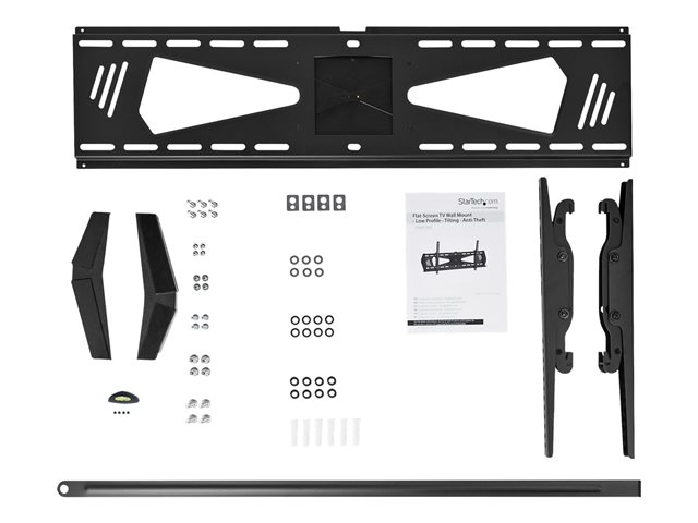 StarTech.com Low Profile TV Wall Mount - Tilting - Anti Theft - Flat Screen TV Wall Mount for 37\" to 75\" TVs - VESA Wall Mount (FPWTLTBAT) - Mounting kit (wall plate, 2 bracket adapter, mounting bar, 2 decorative covers) - for flat panel - plastic, steel - black - screen size: 37\"-70\" - wall-mountable - for P/N: HDMIPLATE