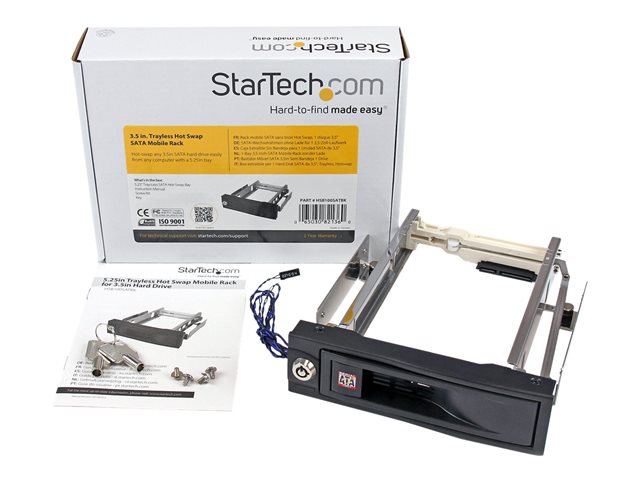 StarTech.com 5.25in Trayless Hot Swap Mobile Rack for 3.5in Hard Drive - Internal SATA Backplane Enclosure - Lockable drive bay (HSB100SATBK) - Storage mobile rack - 3.5\" - black - for P/N: 25SAT35HDD, 25SATSAS35HD