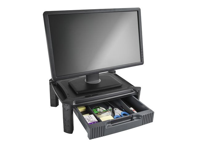 StarTech.com Adjustable Monitor Riser - Drawer - Monitors up to 32\"- Adjustable Height - Monitor Stand - Computer Monitor Riser (MONSTADJD) - Stand (stand surface, 8 small risers, 4 large risers) - for Monitor - plastic - black - screen size: 13\"-32\"