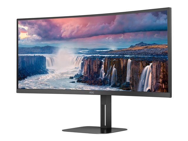 AOC Value-line CU34V5C/BK - V5 series - LED monitor - curved - 34\" - 3440 x 1440 WQHD @ 100 Hz - VA - 300 cd/m² - 3000:1 - 4 ms - HDMI, DisplayPort, USB-C - speakers - matte black
