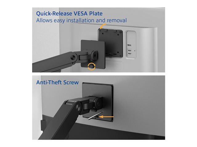 ACT - Mounting kit (monitor arm) - for LCD display / notebook - aluminium, plastic, steel - black - screen size: 17\"-49\" (monitor) / up to 17.3\" (notebook)