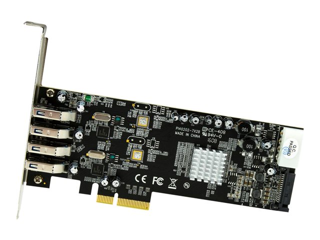 StarTech.com 4-Port USB 3.0 PCI Express Card Adapter - PCIe SuperSpeed USB 3.0 Expansion Card w/ 2 Dedicated 5Gbps Channels (PEXUSB3S42V) - USB adapter - PCIe x4 - USB 3.0 x 4 - for P/N: BNDTB10GI, BNDTB210GSFP, BNDTB310GNDP, BNDTB410GSFP, BNDTB4M2E1, BNDTBUSB3142