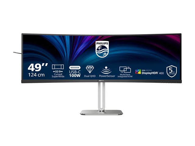 49B2U5900C 49I CURVE VA LED DQHD 32/9 USB-C DOCKING_4MS_5120X1440_75HZ_USB-C -DP-2XHDMI-RJ45 & 3XUSB 3.2_BRIGHTNESS 500CD/M2_S CONTRASTRATIO 80M:1_VIEWING ANGLE