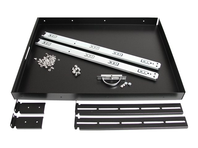 StarTech.com 1U Sliding Server Rack Mount Keyboard Shelf Tray - 55lbs - 22\" Deep Steel Pull Out Drawer for 19\" AV, Network Equipment Rack (SLIDESHELFD) - Rack keyboard shelf - black - for P/N: RK1536BKF, RK1836BKF, RK2537BKM, RK3236BKF, RK4236BKB, RK4242BK24, RK4242BK30