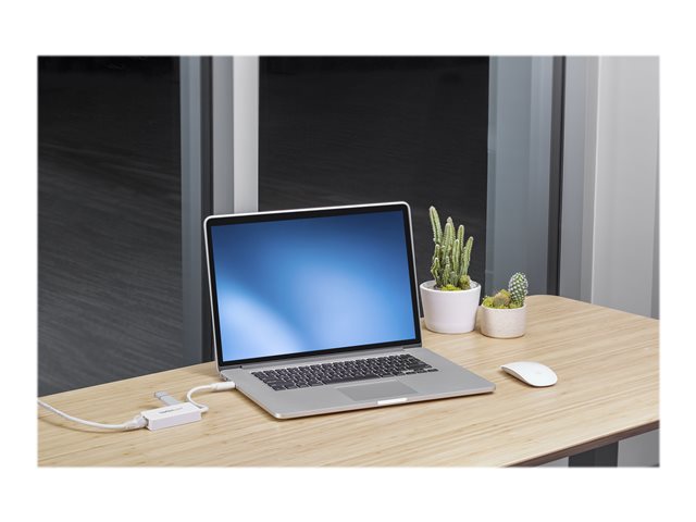 StarTech.com USB 3.0 to Gigabit Ethernet Adapter NIC w/ USB Port (White) - USB 3.0 NIC - 10/100/1000 Mbps USB 3.0 LAN Adapter (USB31000SPTW) - Network adapter - USB 3.0 - Gigabit Ethernet - white