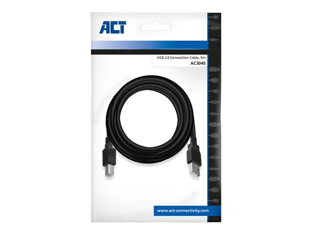 USB-kabel - USB (M) naar USB type B (M) - USB 2.0 - 5 m - zwart