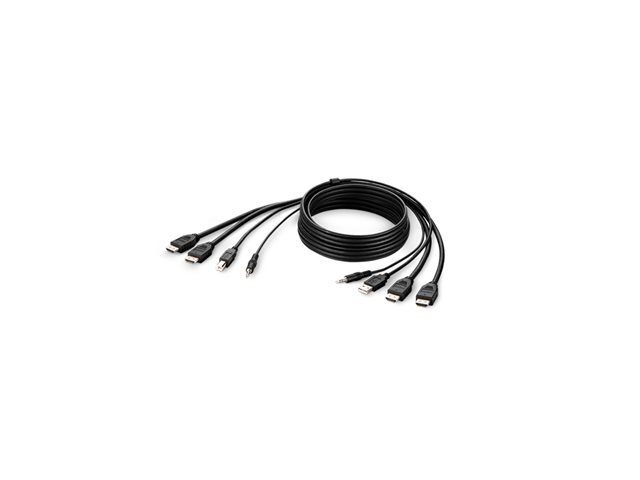 Belkin Secure KVM Combo Cable - Video / USB / audio cable - TAA Compliant - USB, mini jack, HDMI (M) to USB Type B, mini jack, HDMI (M) - 3.05 m - passive, 4K support - black