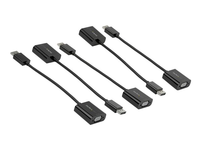 StarTech.com 5-Pack DisplayPort to VGA Adapter, DisplayPort 1.2 HBR2 to VGA Active Adapter, Digital DP to Analog VGA Video Converter Dongle, DisplayPort Male to VGA Female Monitor Adapter - Active DP 1.2 to VGA (DP2VGA3X5) - Adapter - DisplayPort (M) to HD-15 (VGA) (F) - DisplayPort 1.2 - 10 cm - 1080p support, active - black (pack of 5)