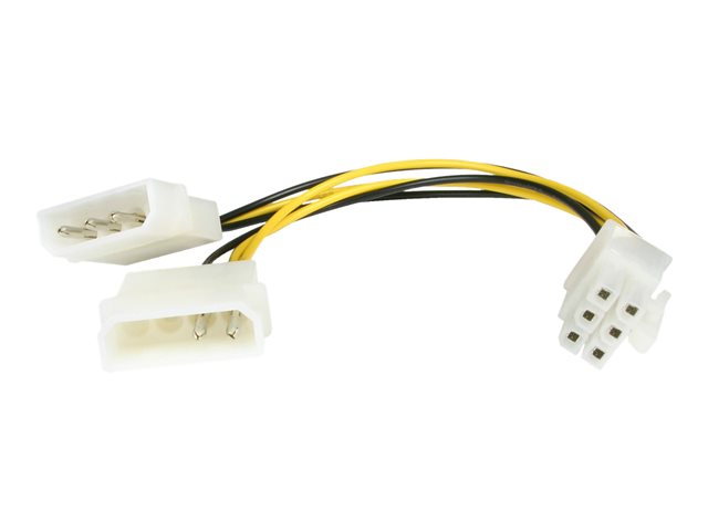 StarTech.com 6in LP4 to 6 Pin PCI Express Video Card Power Cable Adapter - Power adapter - 4 pin internal power (M) to 6 pin PCIe power (M) - 6 in - LP4PCIEXADAP - Power adapter - 4 PIN internal power (M) to 6 pin PCIe power (M) - 15.2 cm - for P/N: ATX2POWER430, ATX2POWER530, RMC4450, ATX2POW500HS, ATX2POW450HS, ATX2POW400HS