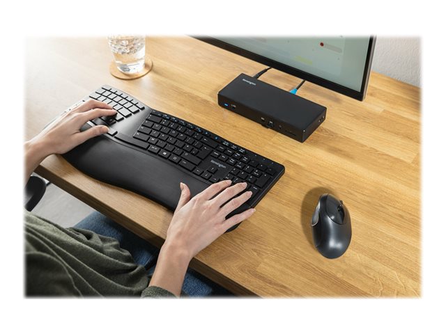 Kensington Pro Fit Ergo Wireless Keyboard - Keyboard - wireless - 2.4 GHz, Bluetooth 4.2 - French - black