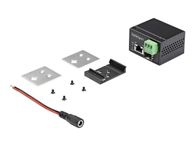 StarTech.com PoE+ Industrial Fiber to Ethernet Media Converter 30W, SFP to RJ45, Singlemode/Multimode Fiber Optic to Copper Gigabit Ethernet, Mini/Compact Size, IP-30/ -40 to +75C, 1Gbps - Mini Media Converter (IMC1GSFP30W) - Fibre media converter - 1GbE - 1000Base-SX, 1000Base-T - RJ-45 / SFP (mini-GBIC) - up to 10 km