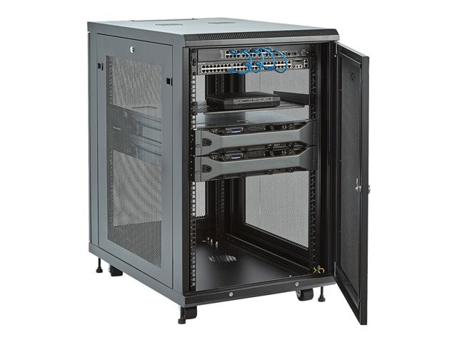 StarTech.com 18U Server Rack Cabinet, 4-Post Adjustable Depth (2\" to 30\") Network Equipment Rack Enclosure w/Casters/Cable Management/Shelf/Locking Dell PowerEdge, HP ProLiant ThinkServer - 18U Rack Cabinet (RK1833BKM) - Rack cabinet - 18U - 31\"