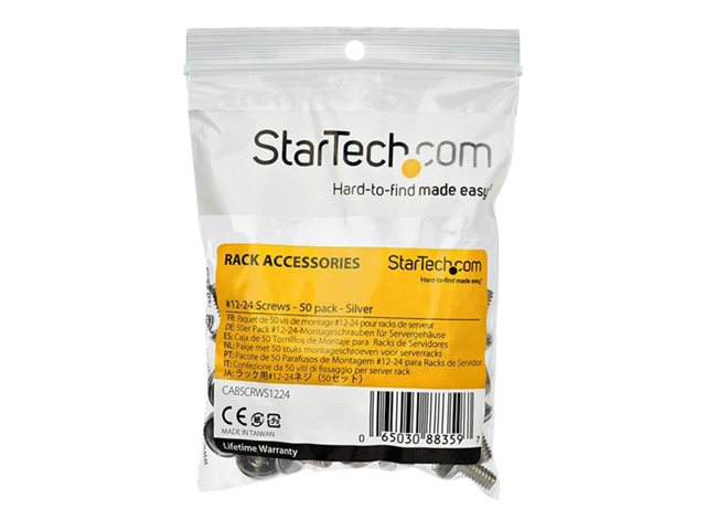 StarTech.com 12-24 Server Rack Screws - 50 pack - Nickel-plated - Rack screws - silver - US government (pack of 50 pieces) - for P/N: RK630WALVS, RK830WALVS