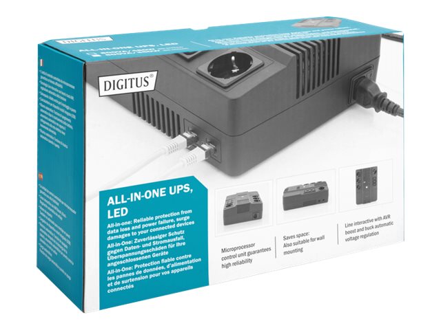 ALL-IN-ONE UPS 600VA/360W LED 12V/7AH X1 4X CEE 7/7 3X IEC C13 USB RJ45