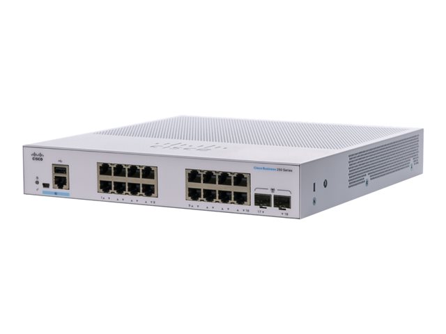 Cisco Business 250 Series CBS250-16T-2G - Switch - L3 - smart - 16 x 10/100/1000 + 2 x Gigabit SFP - rack-mountable