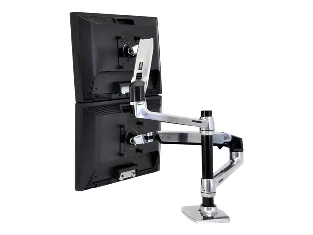 Ergotron LX - Mounting kit (desk clamp mount, grommet mount, pole, 2 articulating arms, 2 extension brackets, notebook tray) - for 2 LCD displays or LCD display and notebook - polished aluminium - screen size: up to 24\" - desktop