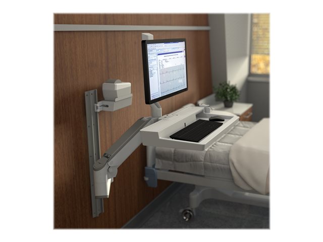 Ergotron CareFit Combo Arm - Mounting kit (articulating arm, keyboard tray, wall mount base, track mount adapter) - modular - for LCD display / PC equipment - plastic, aluminium - white - screen size: up to 27\" - wall-mountable