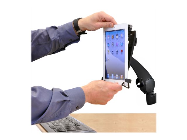 Ergotron Neo-Flex - Mounting kit (articulating arm, extension, desk clamp mount, grommet mount, cradle) - for tablet / eBook reader - black - screen size: up to 10\"