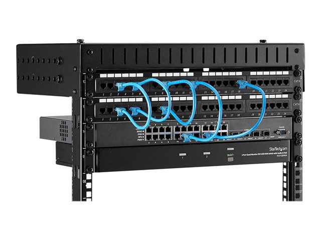 StarTech.com 8U 19\" Wall Mount Network Rack, Adjustable Depth 12-20\" 2 Post Open Frame Server Room Rack for AV/Data/ IT Communication/Computer Equipment/Switch with Cage Nuts & Screws - 8U Adjustable Rack (RK812WALLOA) - Rack - wall mountable - black