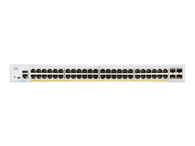 Cisco Business 250 Series CBS250-48P-4G - Switch - L3 - smart - 48 x 10/100/1000 (PoE+) + 4 x Gigabit SFP - rack-mountable - PoE+ (370 W)