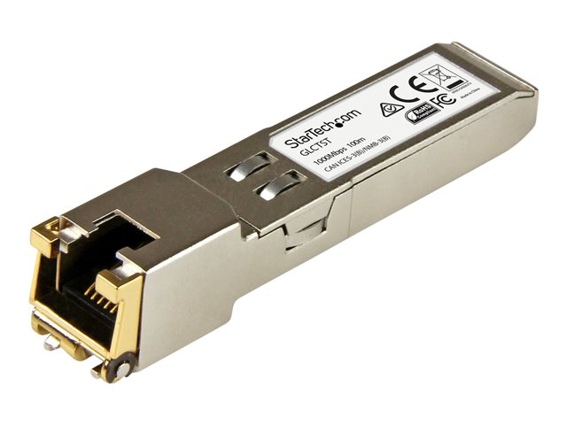 StarTech.com Cisco GLC-T Compatible SFP Module, 1000BASE-T, SFP to RJ45 Cat6/Cat5e, 1GE Gigabit Ethernet SFP, RJ-45 (Copper) 100m, Cisco Firepower, ASR920, IE2000, Mini GBIC Transceiver - Lifetime Warranty (GLCT10PKST) - SFP (mini-GBIC) transceiver module (equivalent to: Cisco GLC-T) - 1GbE - 1000Base-T - RJ-45 - up to 100 m (pack of 10)