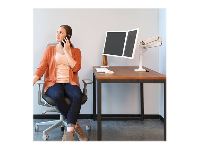 Ergotron LX - Mounting kit (desk clamp mount, pole, 2 articulating arms, 2 extension brackets) - for 2 LCD displays - aluminium, steel - white - screen size: up to 24\" - desktop