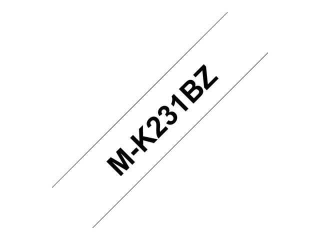 MK231BZ - Etikettape - zwart op wit - Rol (1.2 cm x 8 m) 1 rol(len) - voor P-Touch PT-55. PT-65. PT-75. PT-80. PT-85. PT-90. PT-BB4