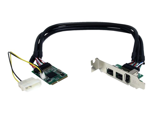StarTech.com 3 Port 2b 1a 1394 Mini PCI Express FireWire Card Adapter - FireWire adapter - PCIe Mini Card - FireWire 800 - 2 ports + 1 x FireWire - MPEX1394B3 - FireWire adapter - PCIe Mini Card - FireWire 800 - 2 ports + 1 x FireWire
