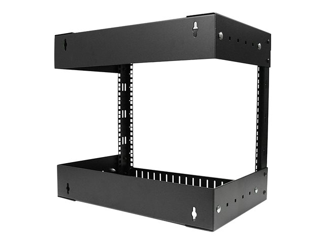 StarTech.com 8U 19\" Wall Mount Network Rack, Adjustable Depth 12-20\" 2 Post Open Frame Server Room Rack for AV/Data/ IT Communication/Computer Equipment/Switch with Cage Nuts & Screws - 8U Adjustable Rack (RK812WALLOA) - Rack - wall mountable - black