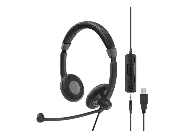 EPOS SC 75 USB MS - Headset - on-ear - wired - 3.5 mm jack, USB - black