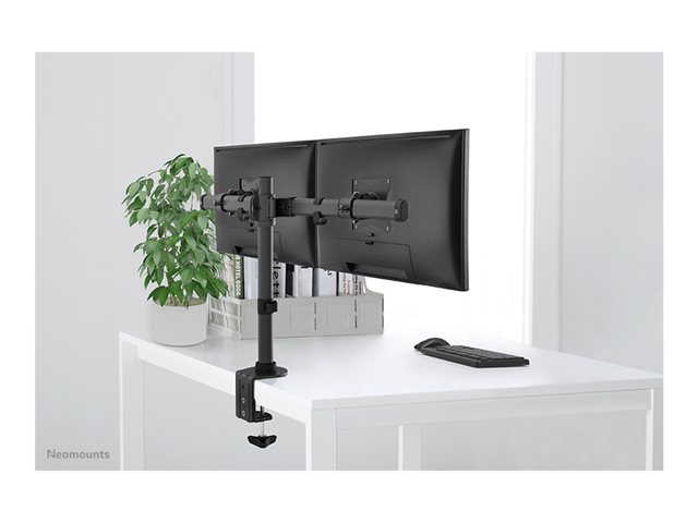 Neomounts FPMA-DCB100D - Mounting kit - full-motion - for 2 LCD displays - black - screen size: 10\"-27\" - clamp mountable, grommet, desk-mountable