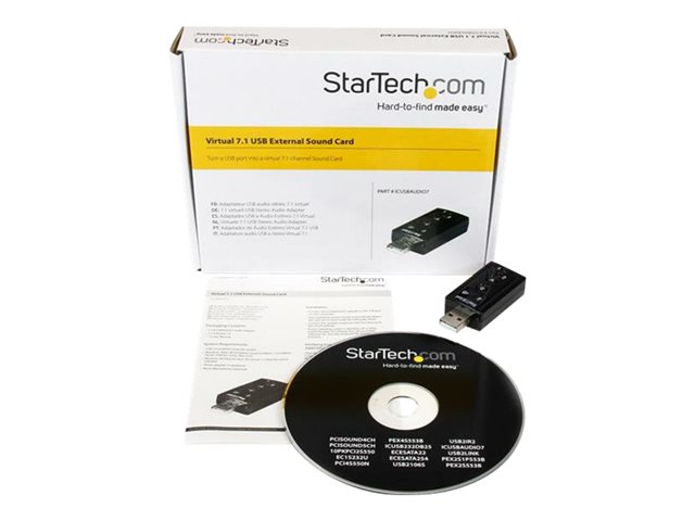 StarTech.com Virtual 7.1 USB Stereo Audio Adapter External Sound Card - Sound card - stereo - USB 2.0 - ICUSBAUDIO7 - Sound card - stereo - USB 2.0 - for P/N: MU15MMS, MU6MMS