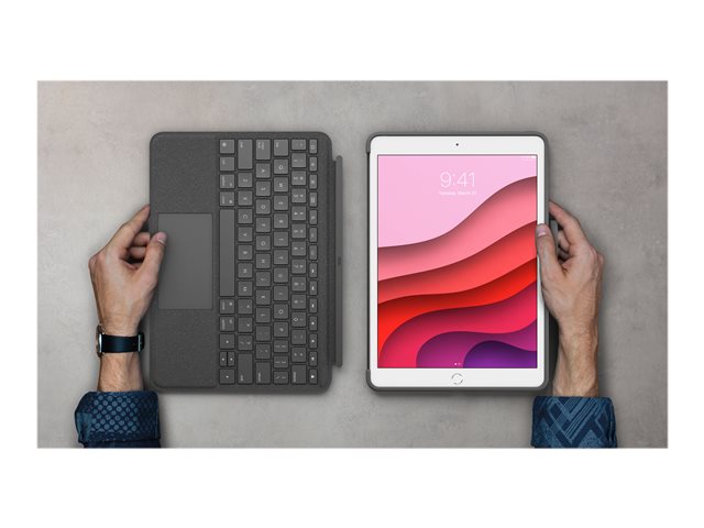 Logitech Combo TouchKeyboard and folio casewith trackpadbacklitApple Smart connectorQwertygraphitefor iPad (7th gen)