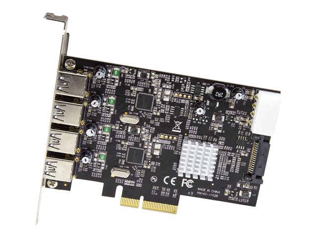 StarTech.com 4-Port USB PCIe Card - 10Gbps USB 3.1/3.2 Gen 2 Type-A PCI Express Expansion Card - 2 Controllers - 4xUSB - Windows/Mac/Linux - USB adapter - PCIe 3.0 x4 - USB 3.1 Gen 2 x 4