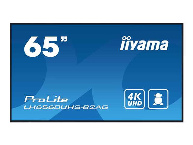 iiyama ProLite LH6560UHS-B2AG - 65\" Diagonal Class (64.5\" viewable) LED-backlit LCD display - digital signage - with built-in media player and wireless media receiver - 4K UHD (2160p) 3840 x 2160 - Edge LED - black bezel with matte finish