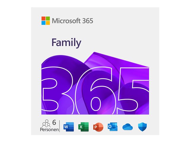 Microsoft 365 Family - Subscription licence (1 year) - up to 6 people - medialess, P10 - Mac, Android, iOS, Win - German - Eurozone