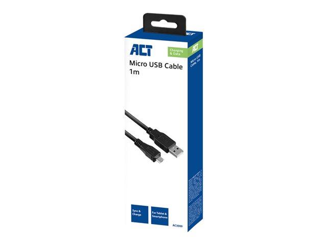 USB-kabel - micro-USB type B (M) naar USB (M) - USB 2.0 - 1 m - zwart