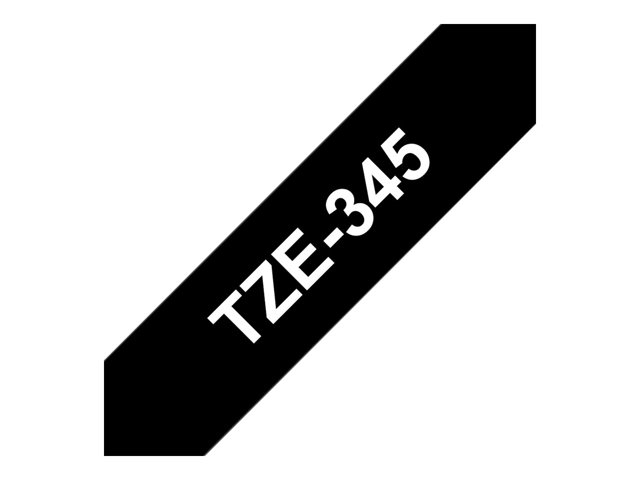 Brother TZe-345 - Self-adhesive - white on black - Roll (1.8 cm x 8 m) 1 cassette(s) laminated tape - for Brother PT-P750, P-Touch Series, P Touch Cube Plus PT-P710, P-Touch Cube Pro PT-P910