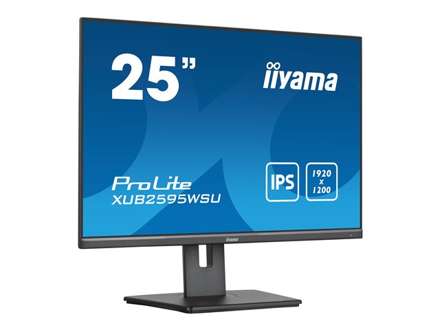 iiyama ProLite XUB2595WSU-B5 - LED monitor - 25\" - 1920 x 1200 WUXGA - IPS - 300 cd/m² - 1000:1 - 4 ms - HDMI, VGA, DisplayPort - speakers - black, matte