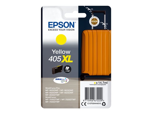 Epson 405XL - 14.7 ml - XL - yellow - original - blister - ink cartridge - for WorkForce WF-7310, 7830, 7835, 7840, WorkForce Pro WF-3820, 3825, 4820, 4825, 4830, 7840