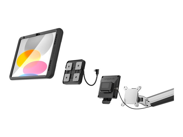 Compulocks iPad 10th-11th (A16) Gen PowerMove Articulating Arm Mount Black - Mounting kit (stand) - for tablet - black, silver - screen size: 10.9\" - desk-mountable - for Apple 10.9-inch iPad (10th generation)