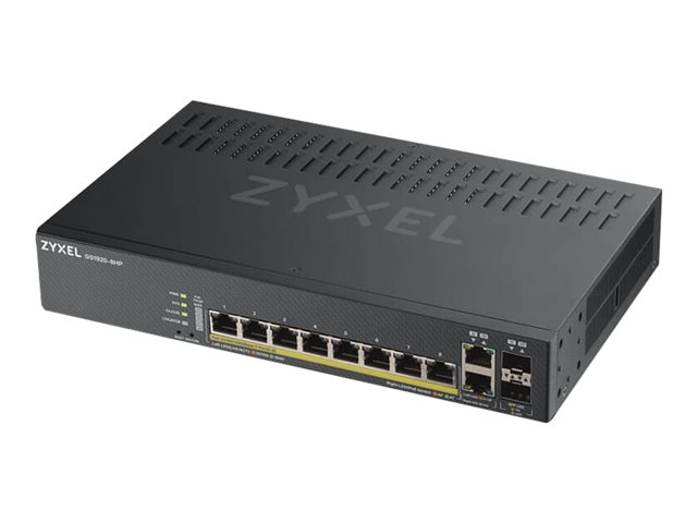 Zyxel GS1920-8HPv2 - Switch - smart - 8 x 10/100/1000 (PoE+) + 2 x combo Gigabit SFP - desktop, wall-mountable - PoE+ (130 W)