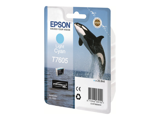 Epson T7605 - 26 ml - light cyan - original - blister - ink cartridge - for SureColor P600, SC-P600