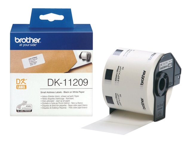 Brother DK-11209 - Black on white - 800) address labels - for Brother QL-1050, 1060, 1110, 500, 550, 560, 570, 580, 600, 650, 700, 710, 720, 820